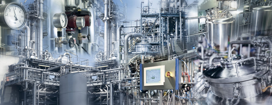 Ανάμειξη εικόνων που αναπαριστούν μονάδες και διεργασίες που απαντώνται σε χημικές εργοστασιακές εγκαταστάσεις.